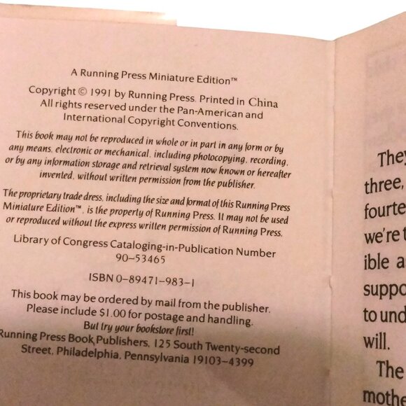 Motherhood Mini Book A Gift Of Love Running Press 1991 Hardcover Illustrations - Picture 4 of 8